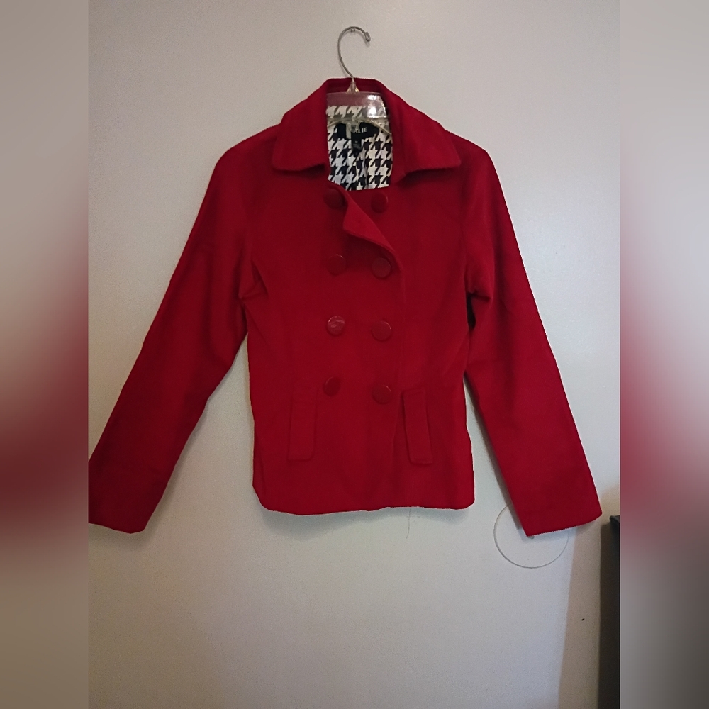 Talie‎ Red Corduroy Double Breasted Coat 100% Cotton Sz M